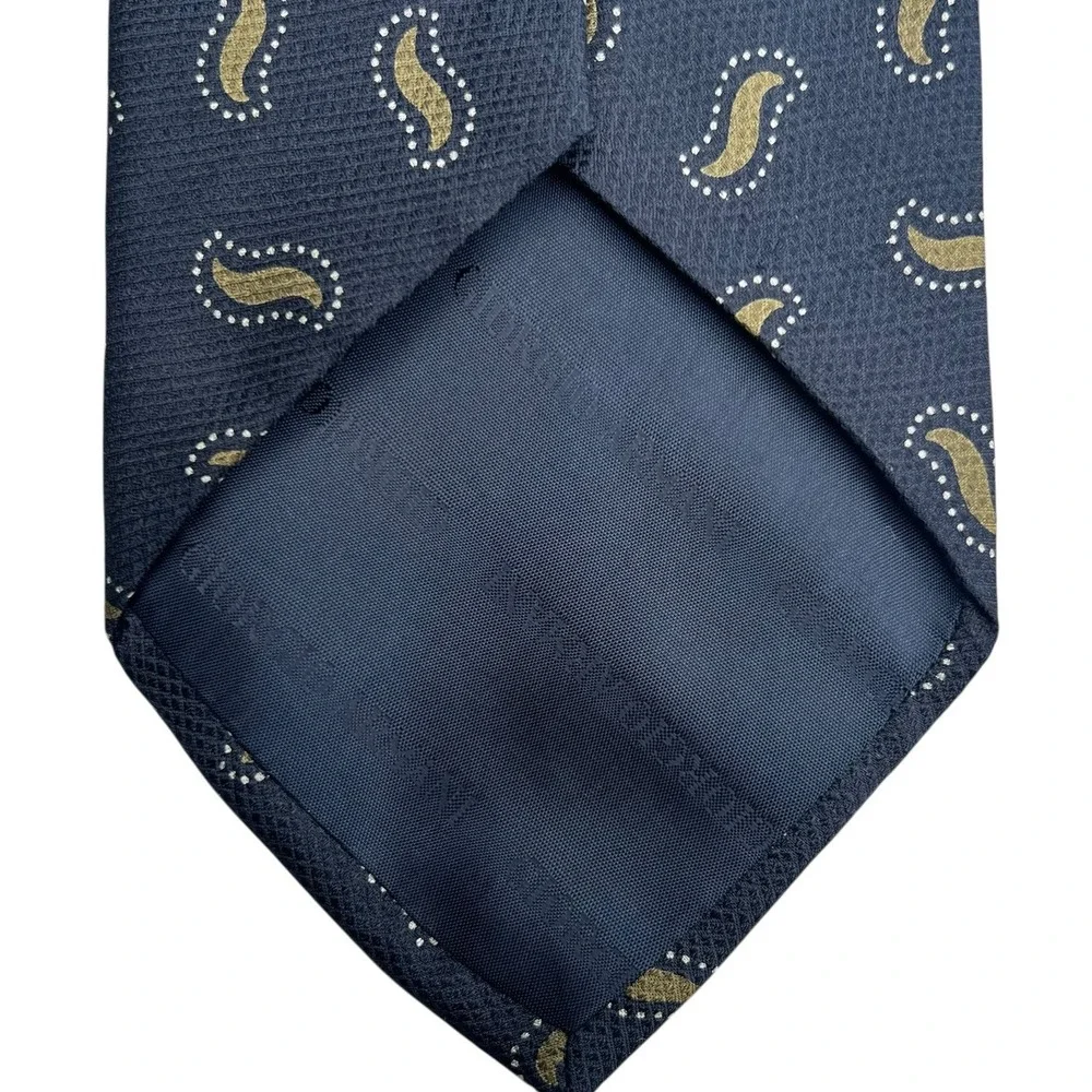 Vintage Giorgio Armani Cravatte Tie Black Gold Paisley Made In Italy 100% Silk